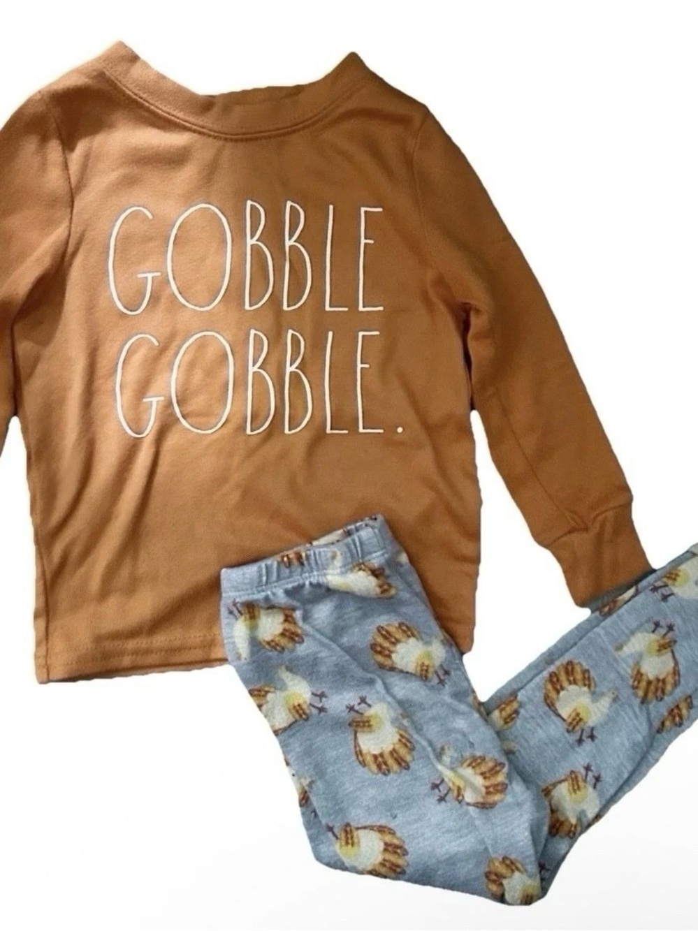 Rae Dunn Toddler Thanksgiving 2 Piece Pajama Set Size 4T Gobble Gobble